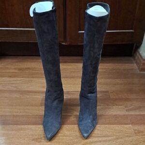 Via Spiga size 6 Women's 17" tall Pointed-Toe Suede Boots - Deep Purple/Plumb